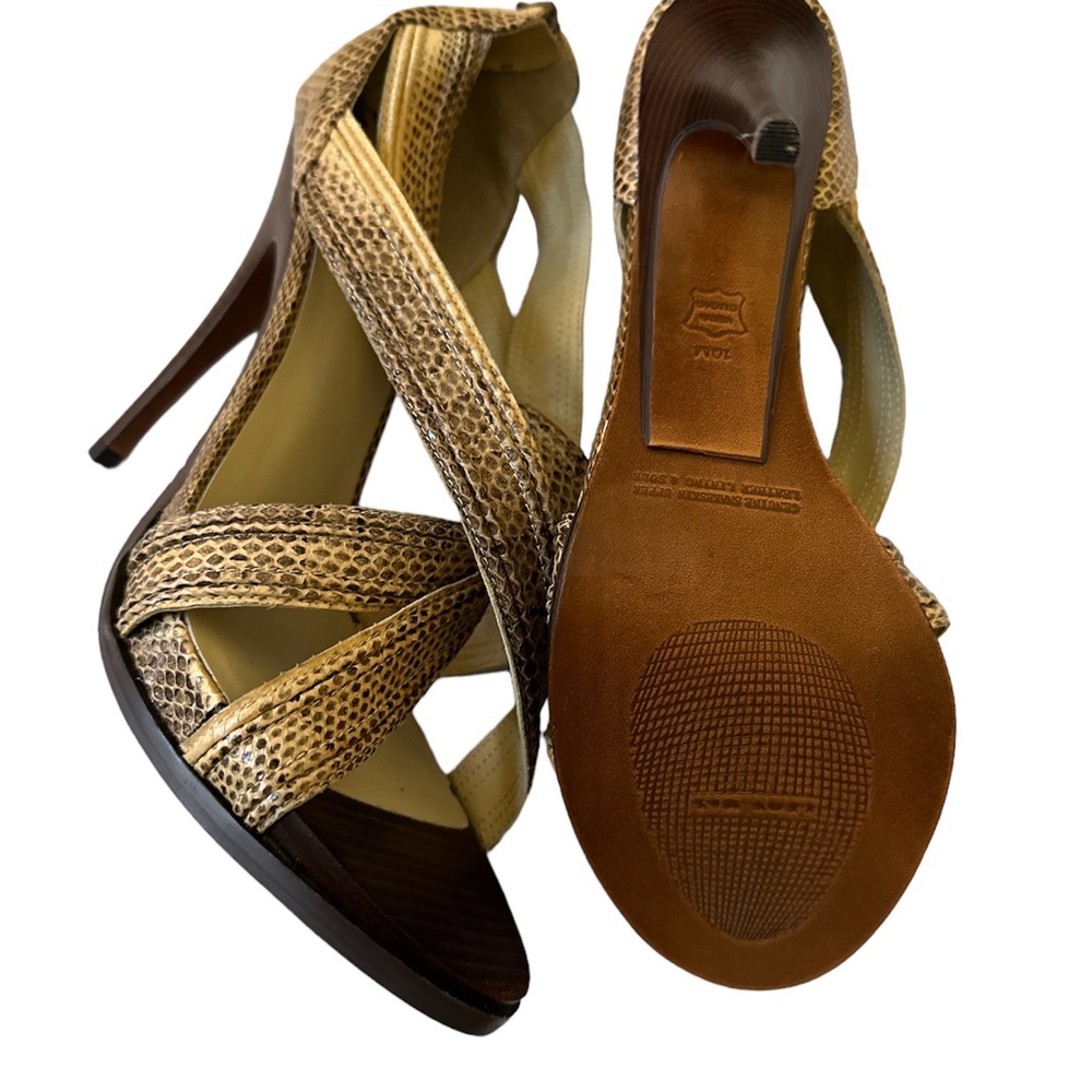 Leon Max Python Cream/ Brown Strappy Stilettos - image 3